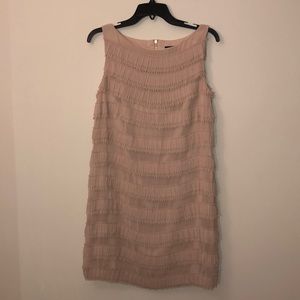Ann Taylor ruffle layer tan dress